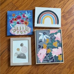 Lot of 4 Colorful Abstract Art Set Canvas Print Prints Small Artwork